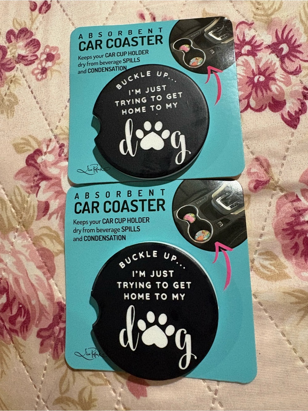Absorbent Car Coaster - Black - Keeps Cup Holder Dry